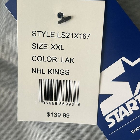 Starter Mens Los Angeles Kings LA Varsity Satin Full Snap Jacket Coat 2XL XXL - Picture 5 of 5